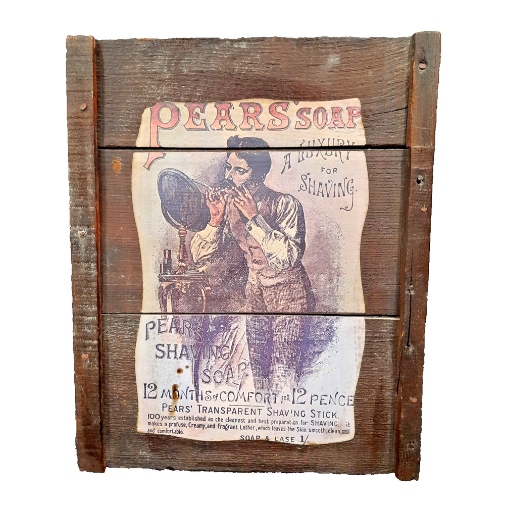 Pears' Soap, Ad sign screened onto a wood frame, Early 1900 era ad 1970s Repro